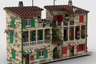 do 3d lego model design, lego set model car, bike house with manual instructions