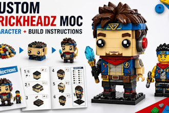 design custom lego brickheadz moc character lego minifigure with instructions