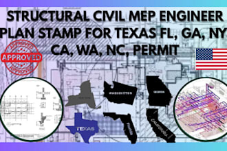 structural civil mep engineer plan stamp for texas fl ga ny ca wa nc permit