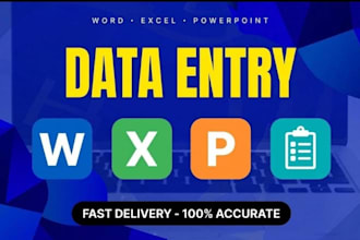 do data entry, ms word, excel, typing and powerpoint work