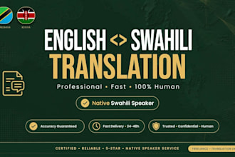 translate english to swahili and swahili to english professionally