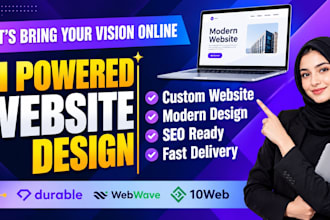 design SEO optimized durable ai, b12 or 10web website with modern design