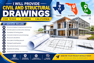 provide civil and structural engineering drawings for texas, florida, california