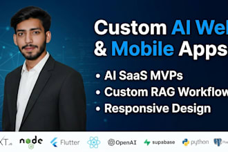develop custom ai website, ai saas mvp, or ai hybrid app development