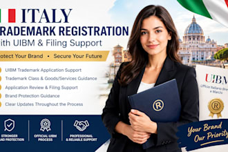 register trademark in italy with uibm and provide filing support for brand