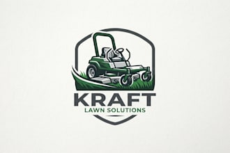 design a professional and powerful lawn mower logo