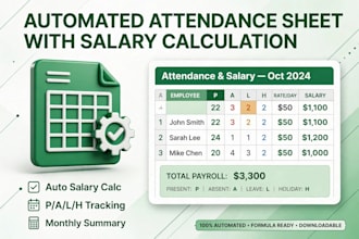 create automated attendance sheet in excel with salary sheet