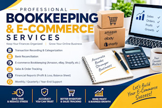 do ecommerce, amazon, shopify, bookkeeping,accounting in quickbooks online, xero