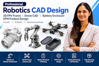 robotics cad design 3d fpv frame drone cad battery enclosure dfm product design