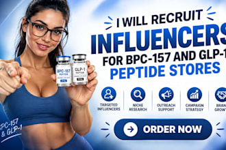 recruit peptide  influencers for bpc157 and glp1 peptide stores