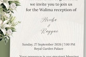 design beautiful nikkah and walima invitation cards