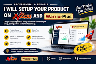 setup and launch your digital product on jvzoo and warriorplus