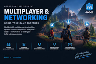 develop multiplayer games and networking systems in godot including source code