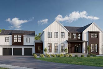 design 3d exterior house facade exterior architecture rendering modeling