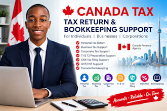 prepare canada tax returns, t1, t2, gst hst and cra tax filing