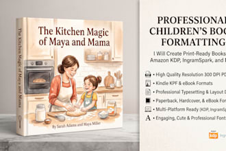 do childrens book formatting, indesign ,amazon KDP paperback,  ingramspark,
