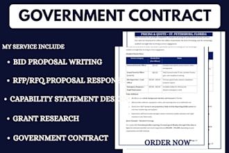 write government contract proposals, rfp, rfq and bid proposals