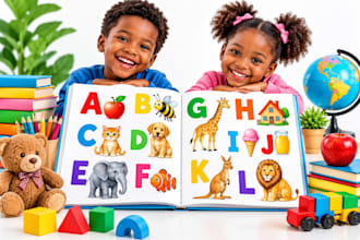 create colorful abc book illustrations