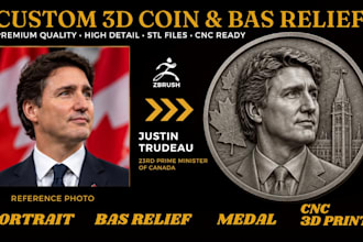 make custom 3d bas relief stl model for wood cnc carving and 3d printing design