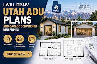 draw utah adu plans and garage conversion blueprints