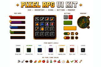 create pixel art game icons, skill icons, weapon items and inventory assets