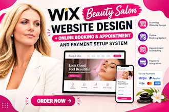 do wix beauty salon website design, online booking, appointment payment setup