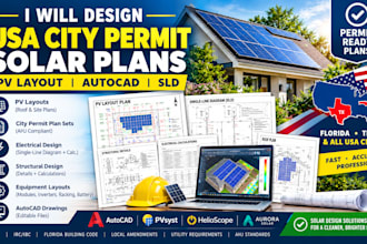 design la tx USA city permit solar plans set, pv layout, autocad sld