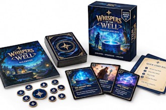 design card game, trading card game tcg, card illustration and box mockup