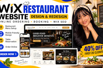 design wix restaurant website, online ordering, booking, wix SEO