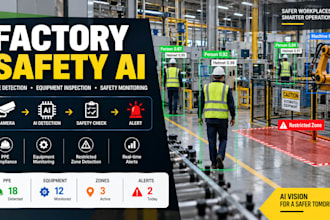 develop factory safety detection, ppe monitoring, equipment inspection and ai vi