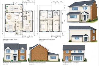 prepare UK house extension and loft conversion drawings with elevation plan