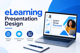 design professional elearning presentations, training slides online course slide