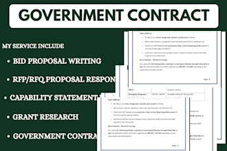 write government contract proposals, rfp, rfq and bid proposals