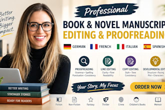 proofread book edit or rewrite novel manuscript in german french italian spanish