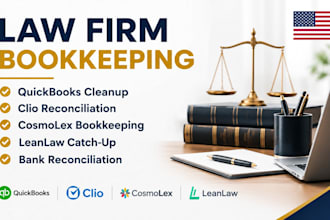 reconcile, cleanup, catchup quickbooks, clio, cosmolex and leanlaw for law firms