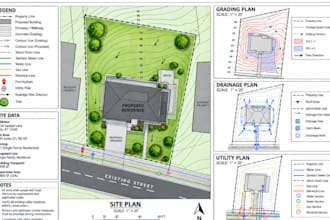 design grading, drainage, utility and site plan for city permit approval