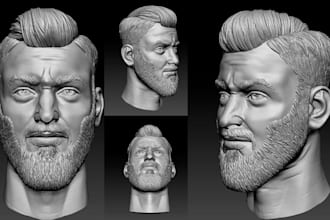 sculpt realistic 3d head model,  face model bust for 3d printing