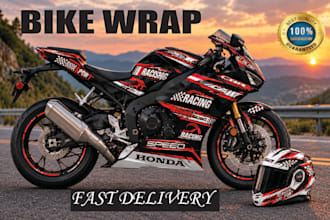 design custom bike wrap, helmet and boat wrap graphics professionally