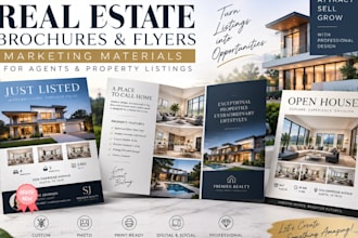 design real estate brochures flyer marketing material for agent property listing