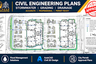 design a stormwater drainage grading plan city permit approval in us uk florida