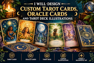 design custom tarot cards, oracle cards and tarot deck illustrations