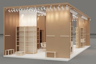 design retail store interior layout 3d visualization showroom shop, coffee shop