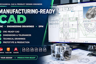 create manufacturing ready 3d cad cnc designs and engineering technical drawings