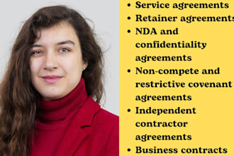 commercial lawyer for service, retainer,nda, and non compete agreements in ca,ny