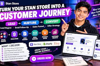 build and promote stan store lead to sale customer acquisition funnel
