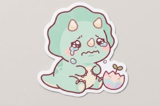 create custom cute kawaii stickers or ai logo design