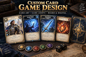 design custom card game, card game art, game assets for board and digital games