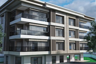 design commercial building facade exterior 3d rendering storefront