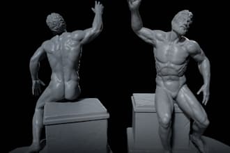 repose 3d human sculpt for printing,cut and key nsfw character model in zbrush