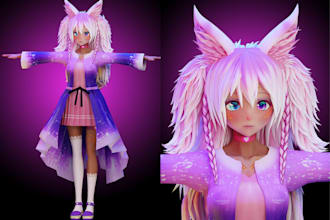 create vrchat avatar vr character anime 3d model with rigging and furry nsfw